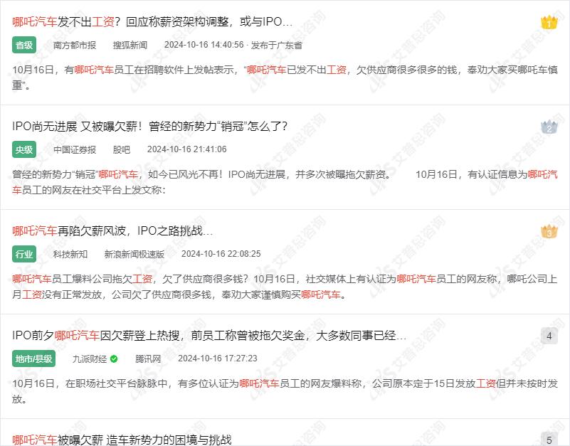 哪吒汽车拖欠工资事件舆情分析报告(图10)