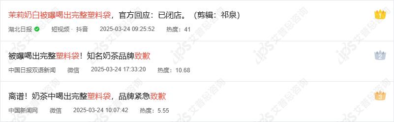 舆情报告｜茉莉奶白喝出完整塑料袋事件舆情分析报告(图7)